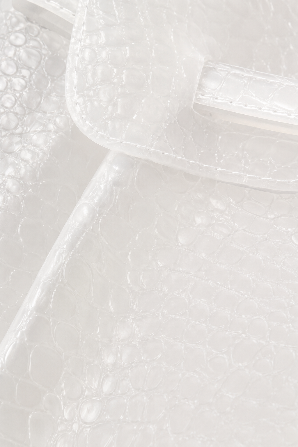 Détail macro de la matière croco transparente du sac Jelly Firkin OMEYA The Relief
